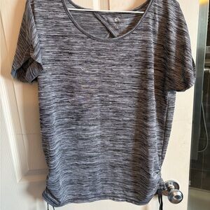 Tuff Athletics Black and Gray Women's Short Sleeve Top